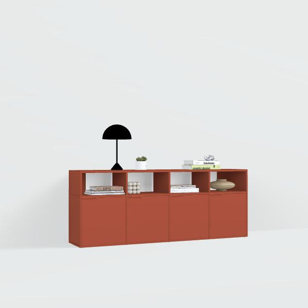 Sideboard in Terracota with Doors and Drawers
