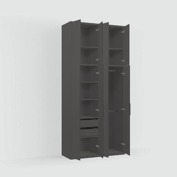 Tone Wardrobe in Graphite with Internal Drawers and Rail