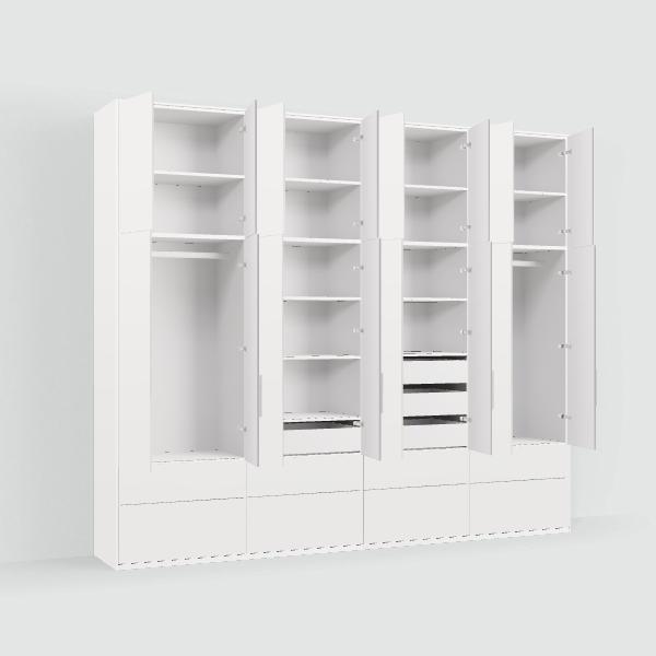 Tone Wardrobe in White with Internal and External Drawers