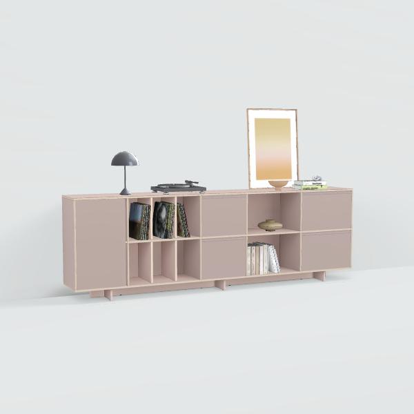 Sideboard in Pink with Doors and Drawers
