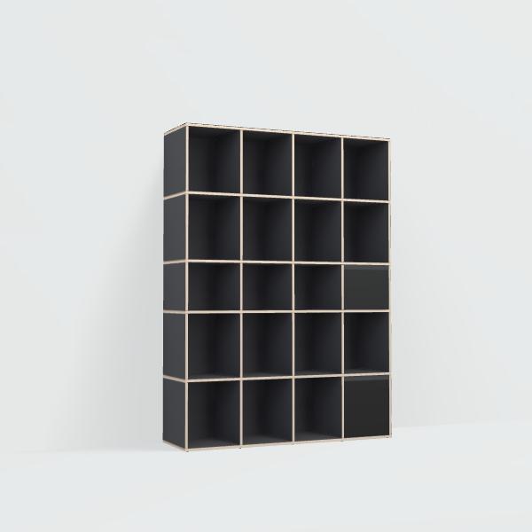 Vinyl Storage in Black with Drawers and Backpanels