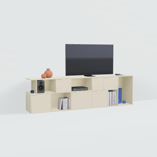 Tv Stand in Beige with Doors and Drawers