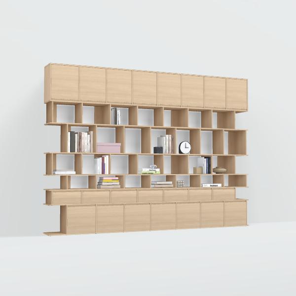 Wall Storage in Oak with Doors and Drawers