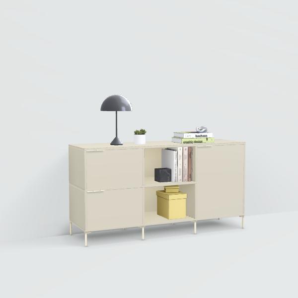 Sideboard in Beige with Doors and Drawers