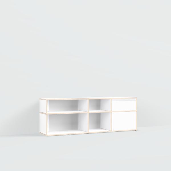 Shoe Rack in White with Doors and Drawers