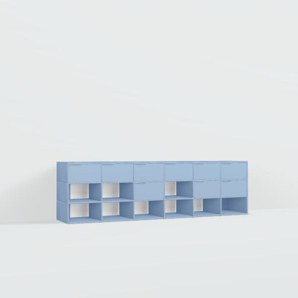 Shoe Rack in Blue with Drawers