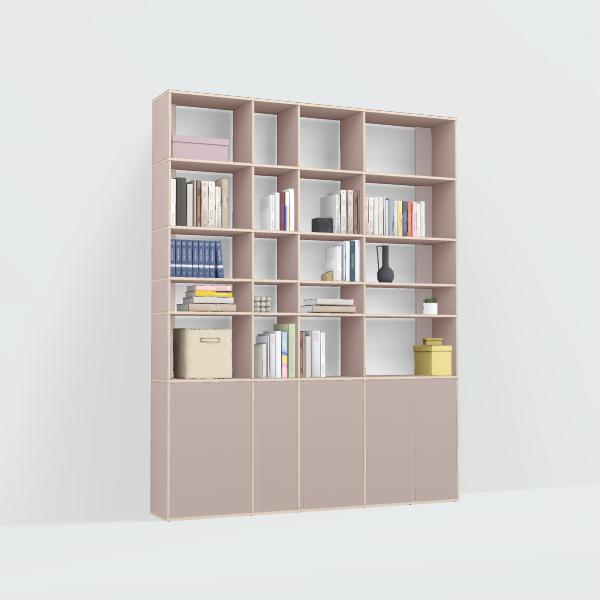 Wall Storage in Pink with Doors and Bottom Storage