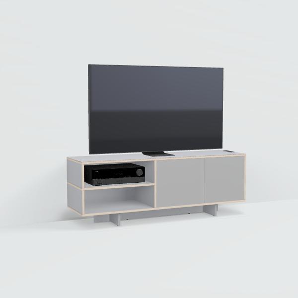 Tv Stand in Grey with Doors and Backpanels