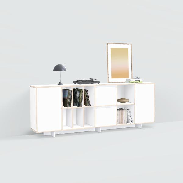 Sideboard in White with Doors and Drawers