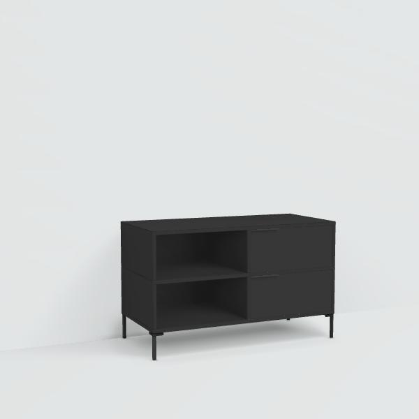 Bedside Table in Black with Drawers and Backpanels