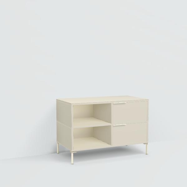 Bedside Table in Beige with Drawers and Backpanels