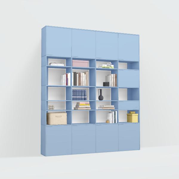 Wall Storage in Blue with Extra Top and Bottom Storage