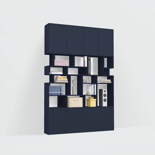 Bookcase in Blue with Extra Top and Bottom Storage