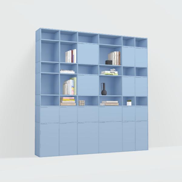 Bookcase in Blue with Doors and Backpanels