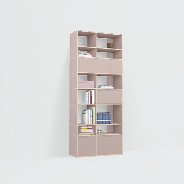 Bookcase in Pink with Doors and Drawers