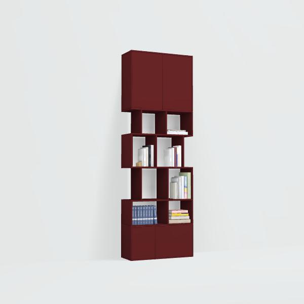 Bookcase in Burgund with Doors and Drawers