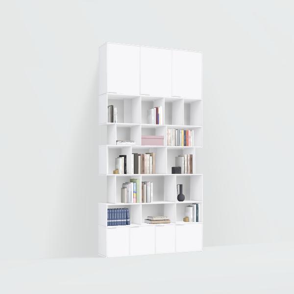 Bookcase in White with Doors and Extra Top Storage