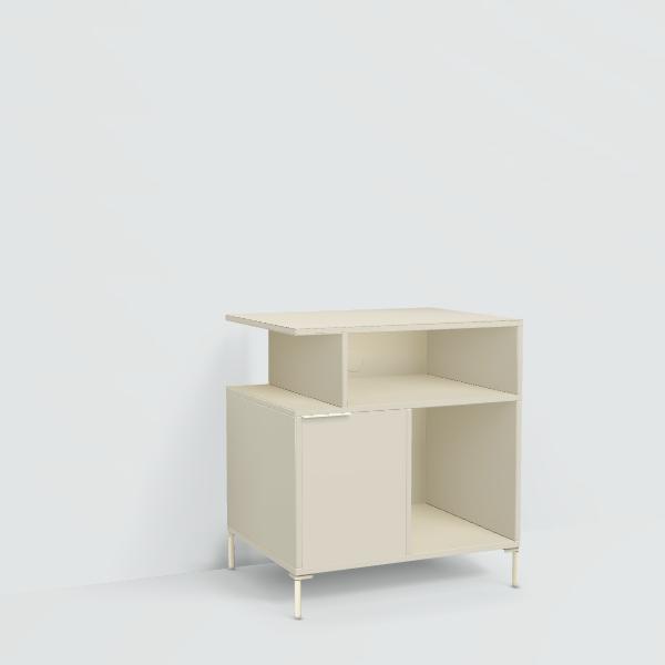 Bedside Table in Beige with Doors and Backpanels