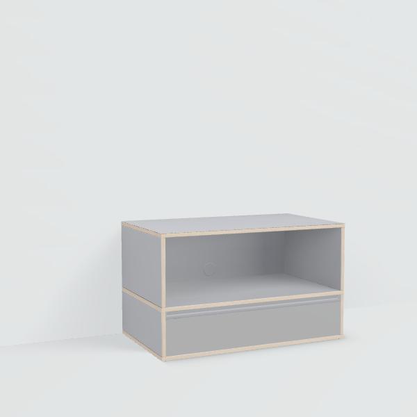 Bedside Table in Grey with Drawers and Backpanels