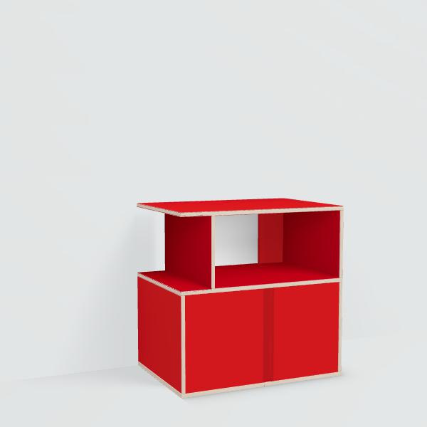 Bedside Table in Red with Doors
