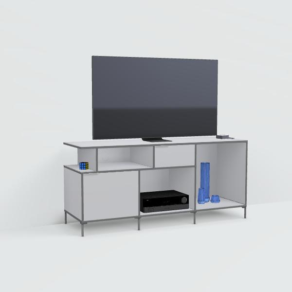 Tv Stand in Grey with Doors and Drawers