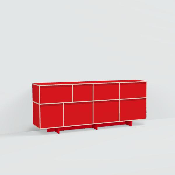 Chest Of Drawers in Red with Plinth