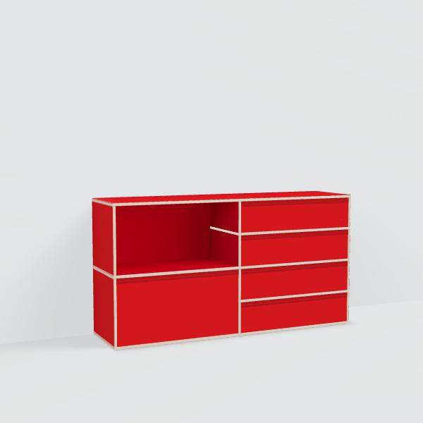 Chest Of Drawers in Red with Backpanels