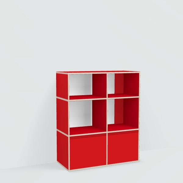 Shoe Rack in Red with Drawers
