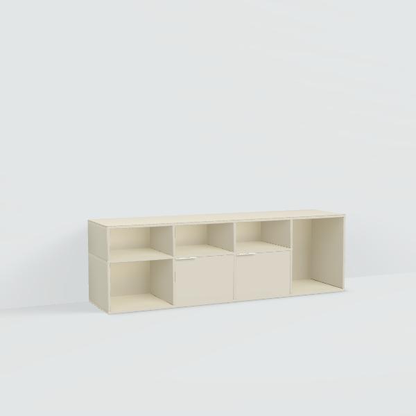 Shoe Rack in Beige with Drawers and Backpanels