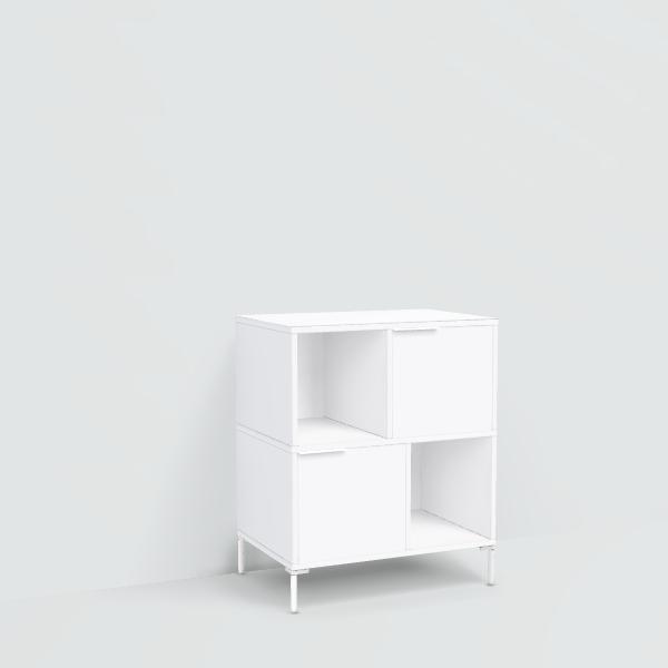 Bedside Table in White with Doors and Backpanels