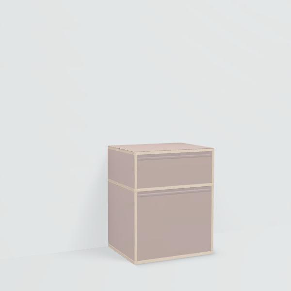Bedside Table in Pink with Drawers and Backpanels
