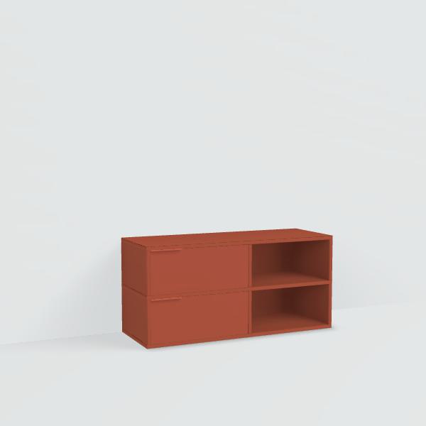 Bedside Table in Terracota with Drawers and Backpanels