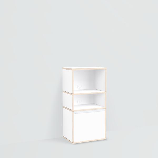 Bedside Table in White with Drawers and Backpanels