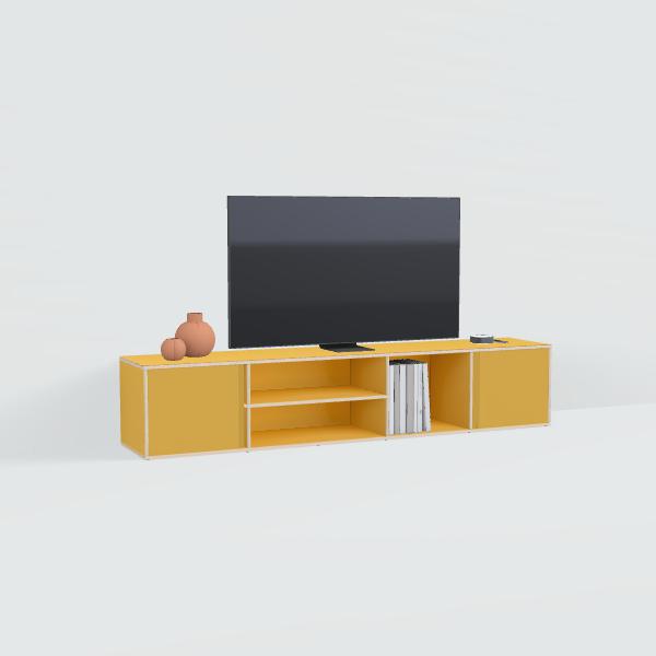 Tv Stand in Yellow with Doors and Backpanels