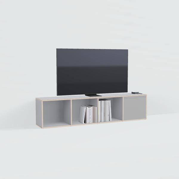 Tv Stand in Grey with Drawers and Backpanels