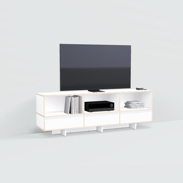 Tv Stand in White with Drawers and Backpanels