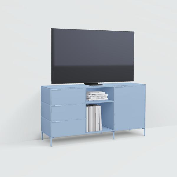 Tv Stand in Blue with Doors and Drawers