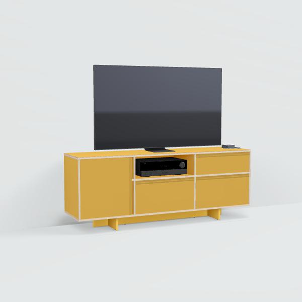 Tv Stand in Yellow with Doors and Drawers