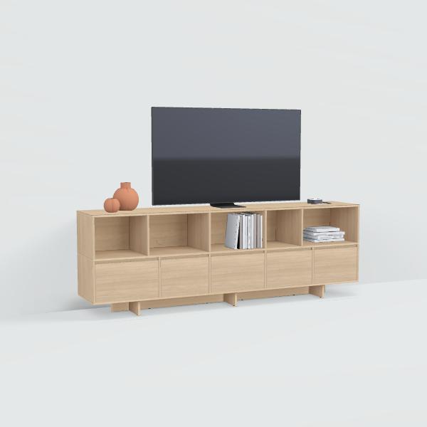 Tv Stand in Oak with Doors and Backpanels