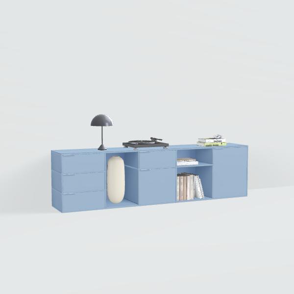 Sideboard in Blue with Doors and Drawers