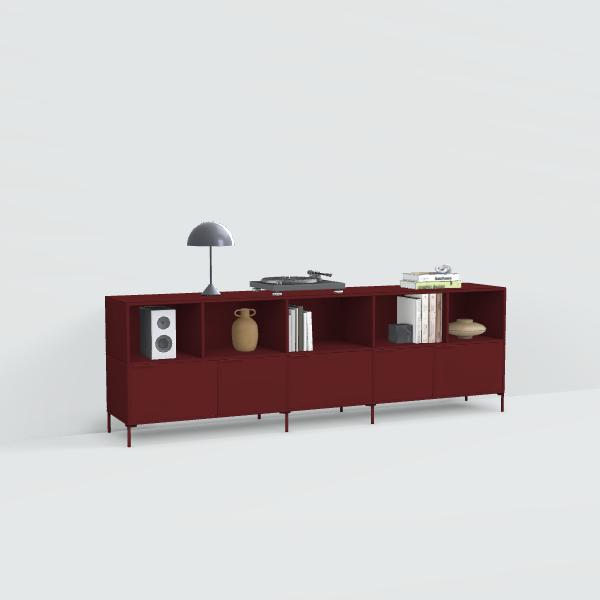 Sideboard in Burgund with Doors and Backpanels