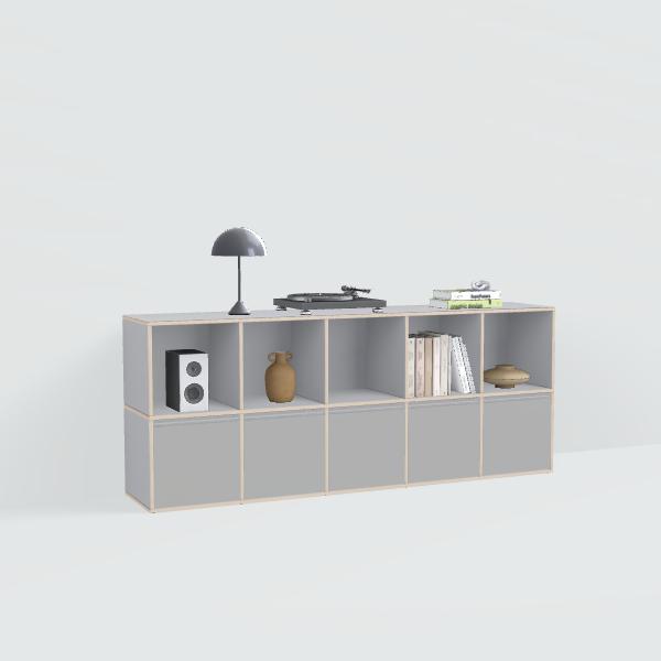 Sideboard in Grey with Drawers and Backpanels