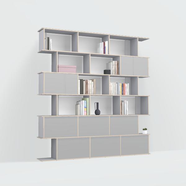 Wall Storage in Grey with Doors and Drawers