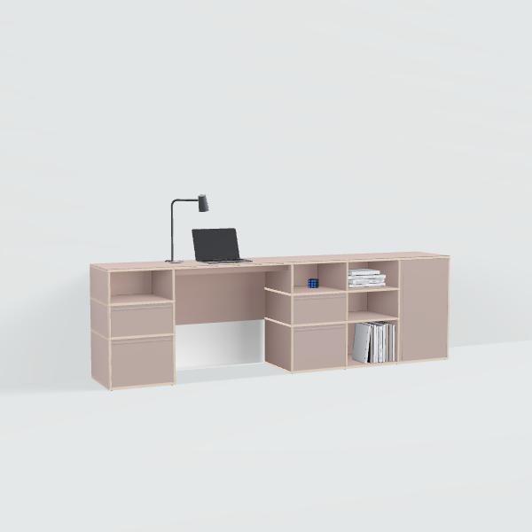 Desk in Pink with Doors and Drawers