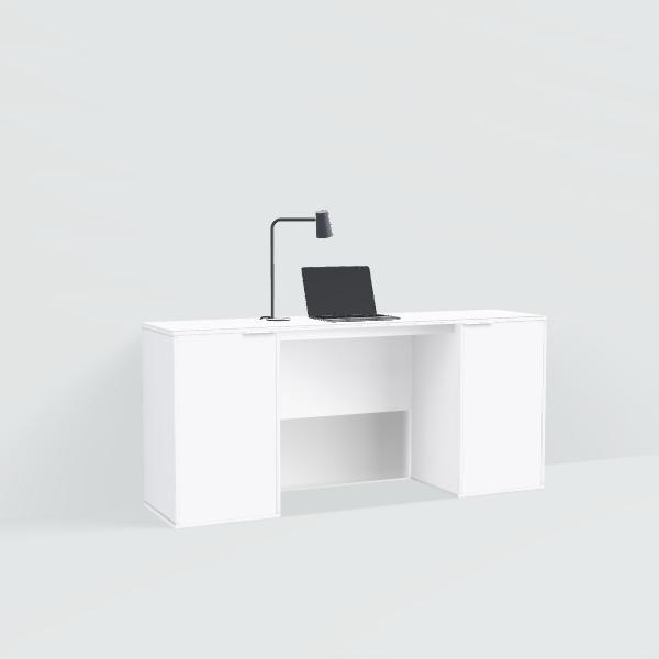 Desk in White with Doors and Cable Management