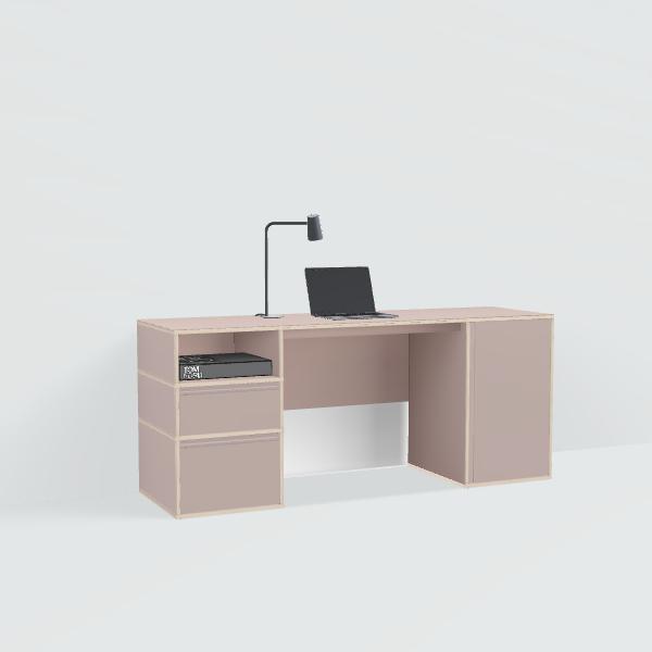 Desk in Pink with Doors and Drawers