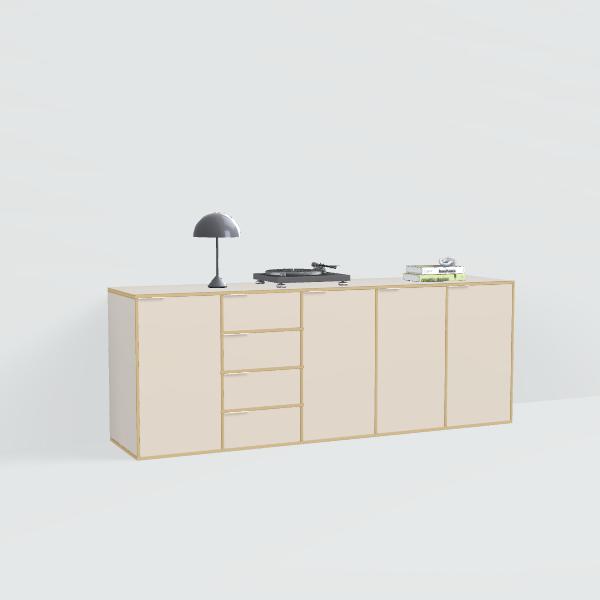 Sideboard in Sand and Yellow with Doors and Drawers