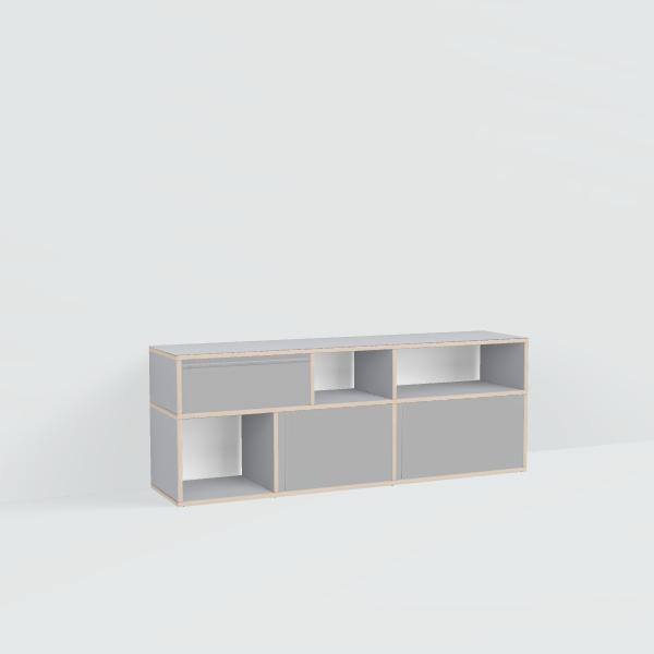 Shoe Rack in Grey with Doors and Drawers