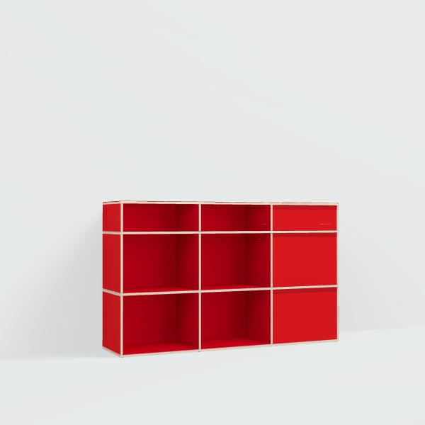 Vinyl Storage in Red with Drawers and Backpanels