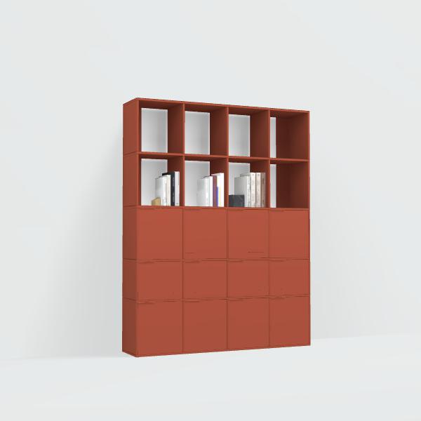 Bookcase in Terracota with Drawers